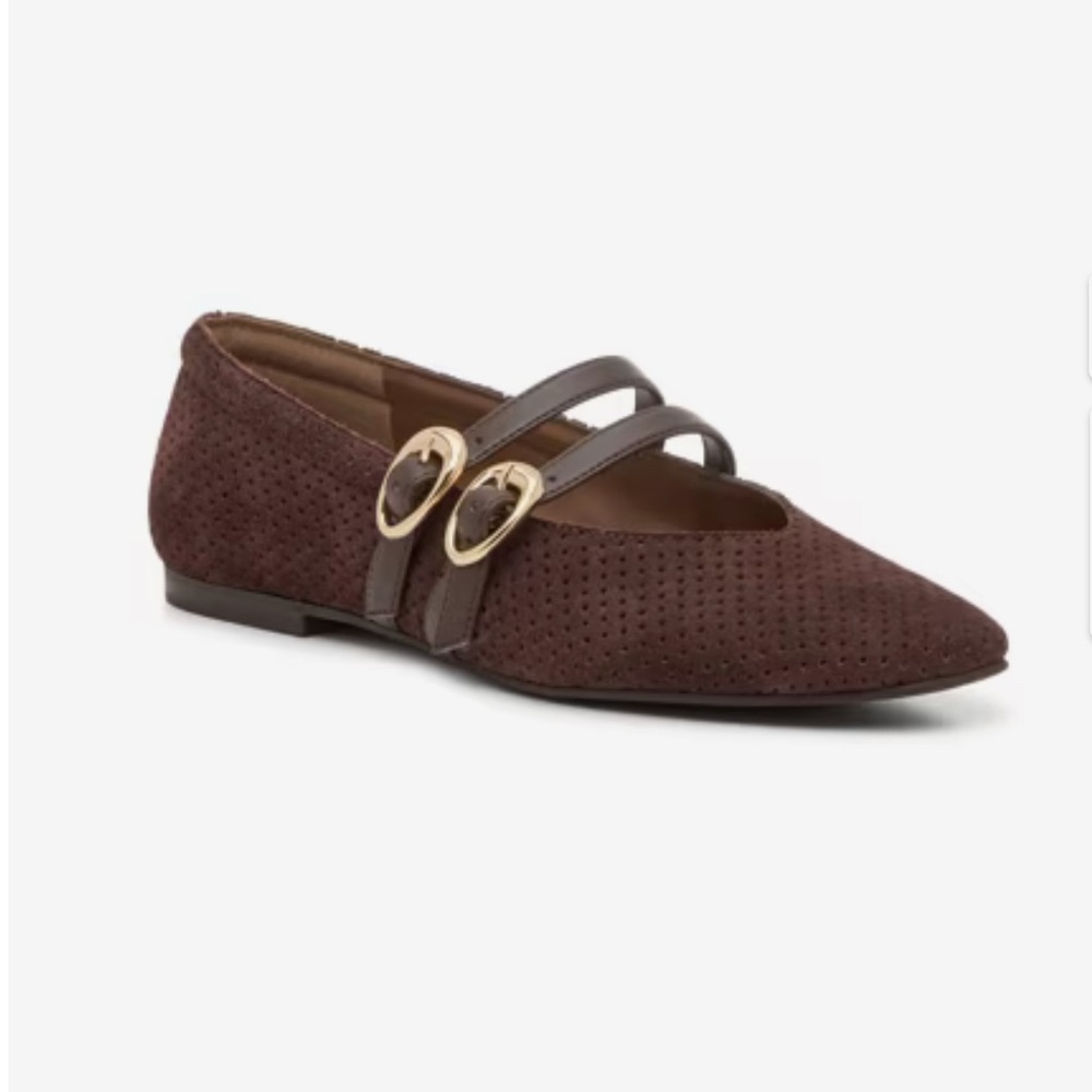 Dolce Vita Brown Flats with Gold Buckles